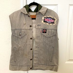Vintage Harley Davidson best with engraved Louis Vuitton patches